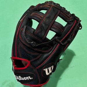Black Adult Wilson A950 RH Infield Softball Glove 13" (Used)