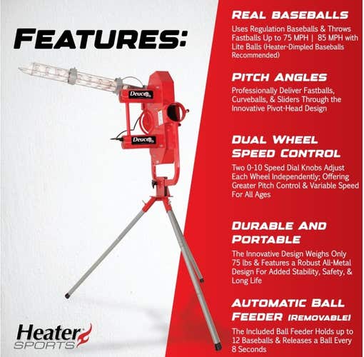 (Used) Heater sports Deuce 75 Double wheel pitching machine
