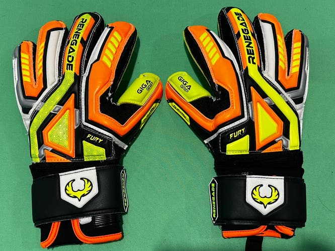 Renegade GK Fury Volt Size 7 (Flat Gecko Cut) Goalie Gloves (New)
