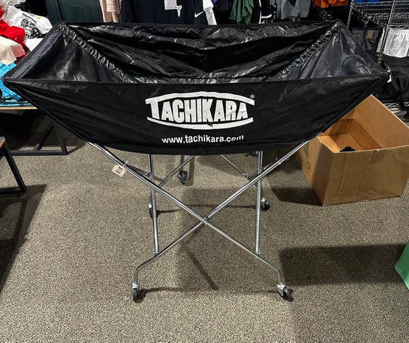 Black TACHIKARA COLLAPSIBLE VOLLEYBALL CART WITH EXTRA LINER(Used)