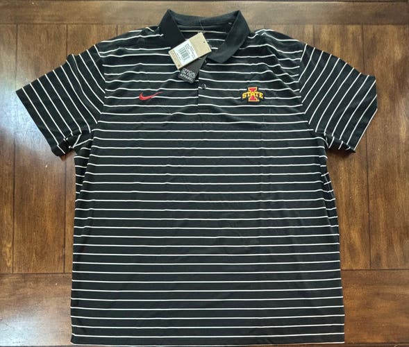 IOWA STATE CYCLONES COLLEGE NIKE DRI FIT ON FIELD POLO SHIRT MENS XXL NWT