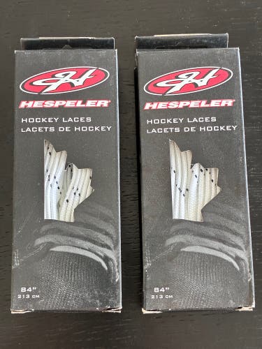 Two Pair Unwaxed White Laces, 84” New