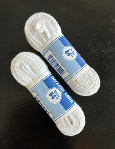 Two Pair Unwaxed White Referee Laces, 84” New