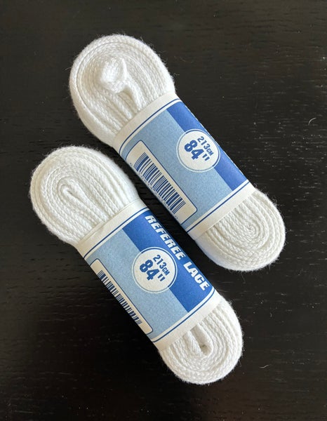 Two Pair Unwaxed White Referee Laces, 84” New