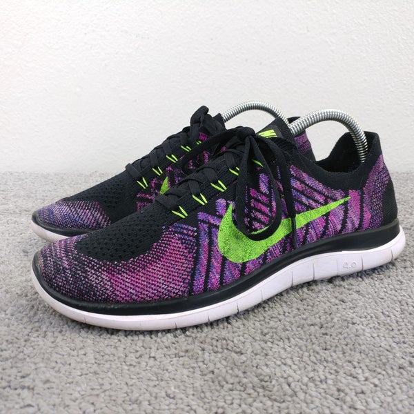 Nike Free 4.0 Flyknit Womens Size 10 Running Shoes Purple Black 717076-003 Low
