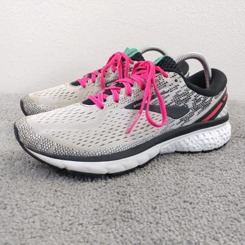 Brooks Ghost 11 Womens Size 9.5 Running Shoes White Pink Sneakers 1202771B192