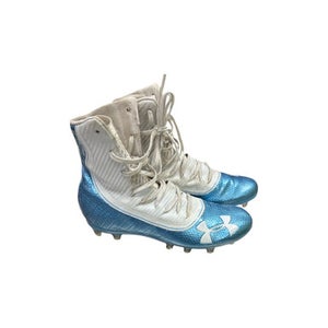 Used Under Armour Adult FB Cleats White And Carolina Blue Senior 7.5 11862-S000089802