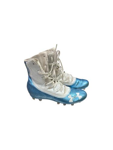 Used Under Armour Adult FB Cleats White And Carolina Blue Senior 7.5 11862-S000089802