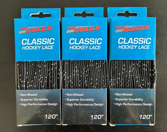 Three Pair Unwaxed Black Laces, 120” New