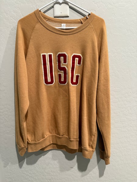 USC Sweatshirt Mens Size Large L Yellow Crewneck Sweater U Southern California