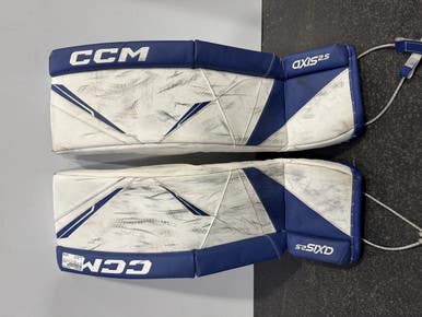 Used CCM AXIS 2.5 SZ JR 28+1 Goalie Leg Pads Junior Navy Blue 28" 11615-S000268387
