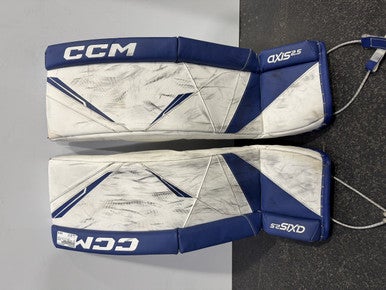 Used CCM AXIS 2.5 SZ JR 28+1 Goalie Leg Pads Junior Navy Blue 28" 11615-S000268387