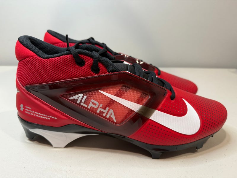 Size 11 Men’s Nike Alpha Menace 4 Pro Football Cleats Red Black