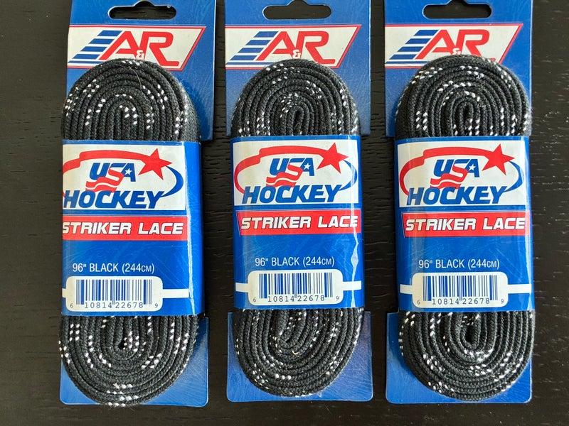 Three Pair Unwaxed Black Laces, 96” New