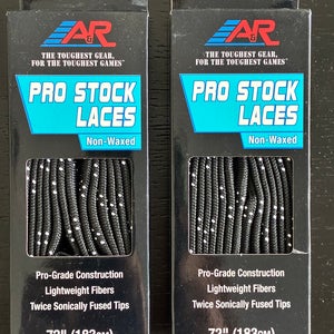 Two Pair Unwaxed Black Hockey Laces, 72” New