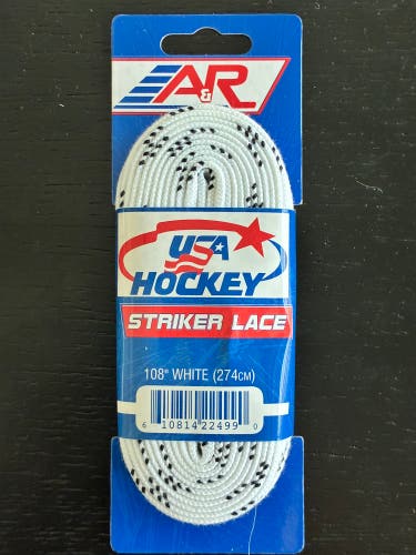 One Pair Unwaxed White Hockey Laces, 108” New