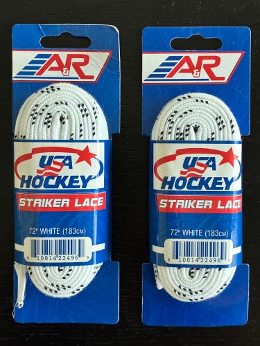 Two Pair Unwaxed White Laces, 72” New