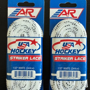 Two Pair Unwaxed White Laces, 132” New