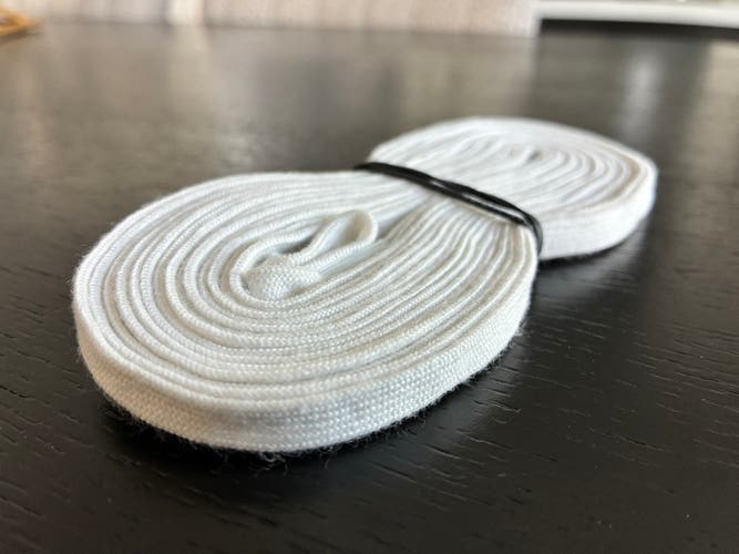One Pair Unwaxed White Referee Laces, 108” New