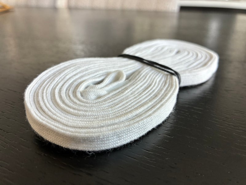 One Pair Unwaxed White Referee Laces, 108” New