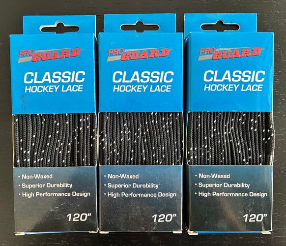 Three Pair Unwaxed Black Laces, 120” New