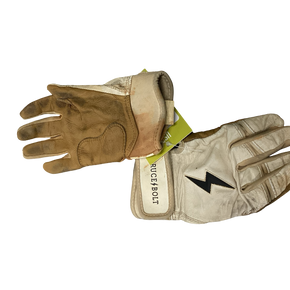 Used BRUCE BOLT BB/SB Batting Gloves White LG 11613-S000164054