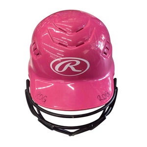 Used Rawlings 6 1/4 - 6 7/8 Batting Helmet w/Mask Pink One Size 11760-S000079121