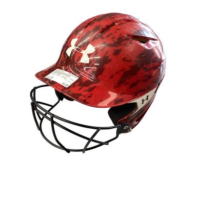 Used Under Armour HELMET Batting Helmet w/Mask Red MD 11760-S000079105