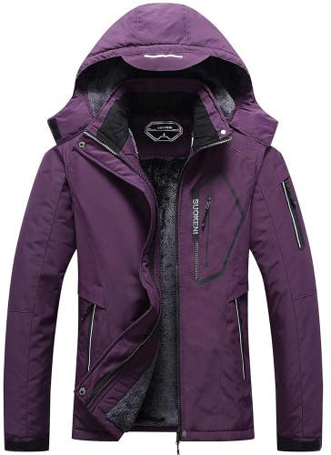 SUOKENI Snowboarding Jacket Women's M Purple Hooded Waterproof Full Zip QLW791
