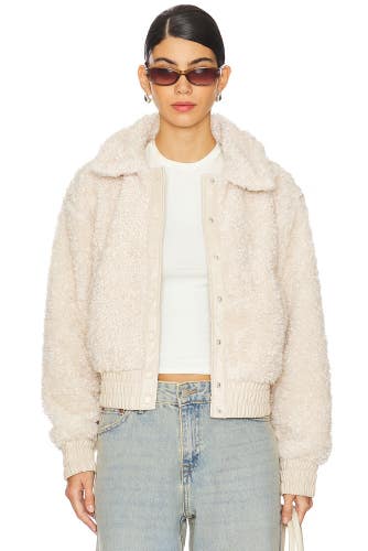Sanctuary Libby CJ0989GC3 Jacket Women's XS Toasted Almond Sherpa Fleece QLW807