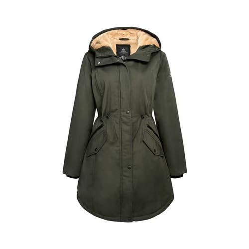 Orolay Thicken Parka Jacket Womens XL Green Fleece Lined Hooded Full Zip QLW796