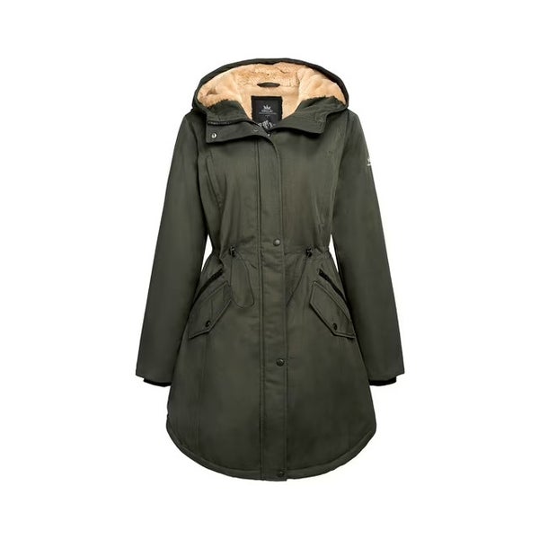 Orolay Thicken Parka Jacket Womens XL Green Fleece Lined Hooded Full Zip QLW796