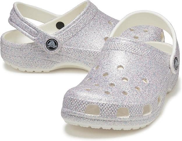 Crocs Classic Glitter Clogs Kids US 1Y Mystic Round Toe Slip On Shoes QLW801