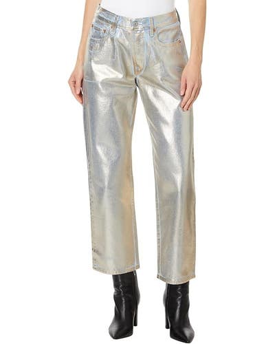 Levi's 501 90s Ankle Jeans Womens 25X27 Optical Illusion Denim Zip Fly QLW793