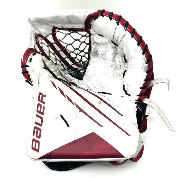 Bauer Vapor Hyperlite - Used NCAA Pro Stock Goalie Glove (White/Maroon)