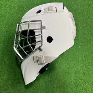 White Senior Small CCM Axis 1.9 Goalie Mask (Used)