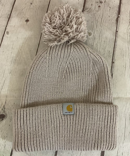 Carhartt AH6003-W Girl's Acrylic Knit Pom-Pom Cuffed Beanie Mink Brown One Size
