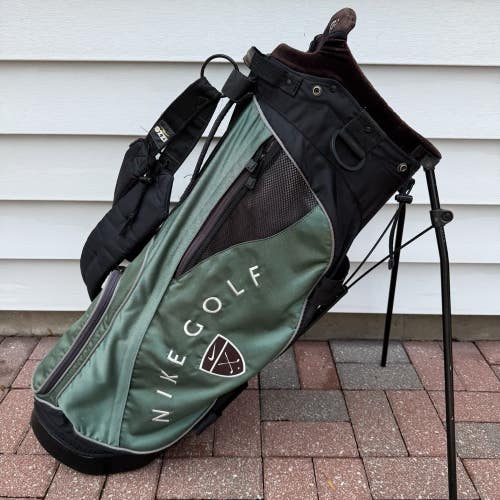 Nike Retro Vintage Golf Stand Bag 6 Way Divider Green Black White Izzo Straps