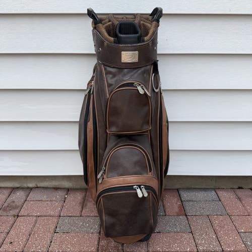 Hot Z Golf Bag Brown Leather Cart Golf Bag 14 Way Dividers