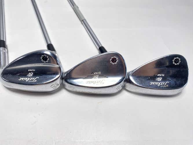 Titleist Vokey SM7 Tour Chrome Wedge Set 52* 8 56* 8 60* 12 Wedge Steel Mens RH