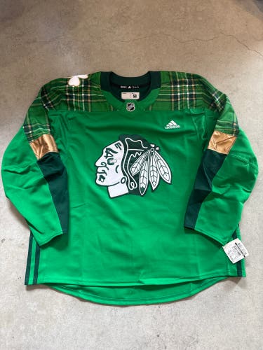 RARE Chicago Blackhawks St. Patrick’s Day Team Issued Pro Stock Practice Jersey (58) New