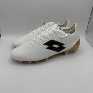 Lotto Solista 200 III FG Men's Soccer Cleats Size 9.5 White Black Gold 212376