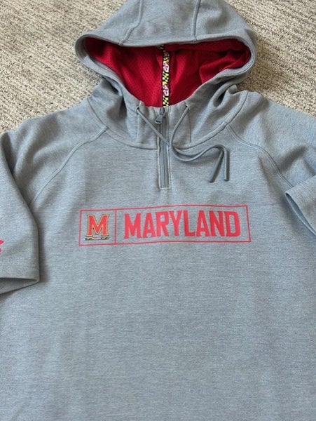 Under Armour UMD Maryland lacrosse team warm up pregame shooter L large NEW hoodie short sleeve