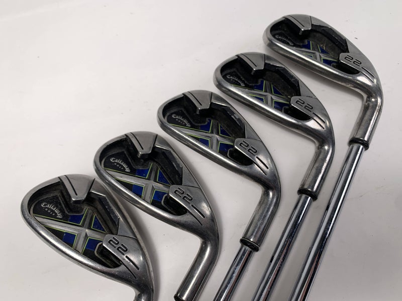 Callaway X-22 Iron Set 5-PW Uniflex Steel Mens RH Midsize Grips-Missing 9 Iron