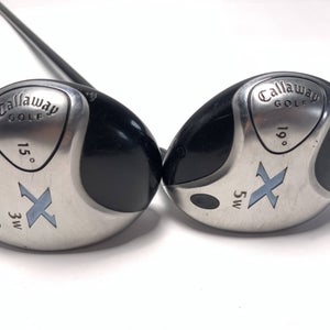 Callaway X 3 & 5 Fairway Wood Set 15* 18* Fujikura Gems UltraLight 55g Ladies RH