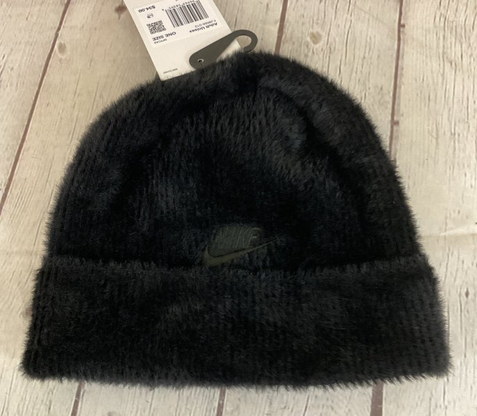 Nike FJ8688-010 Adult Unisex Sports Peak Fuzzy Beanie Black OSFA