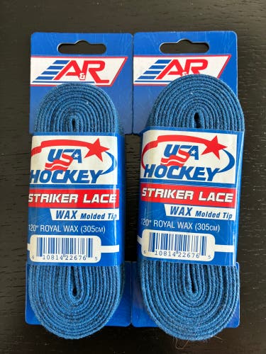 Two Pair Waxed Blue Laces, 120” New