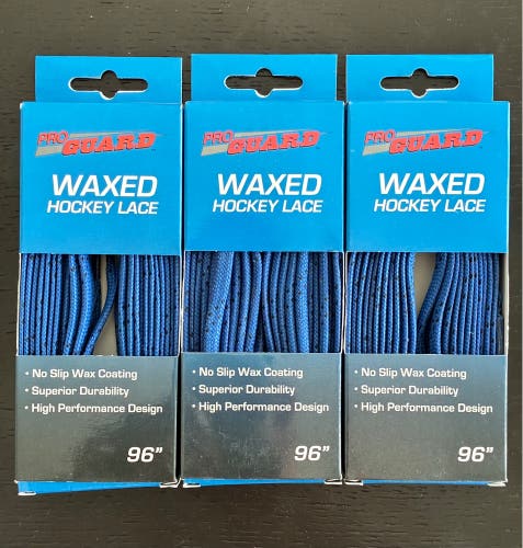 Three Pair Waxed Blue Laces, 96” New