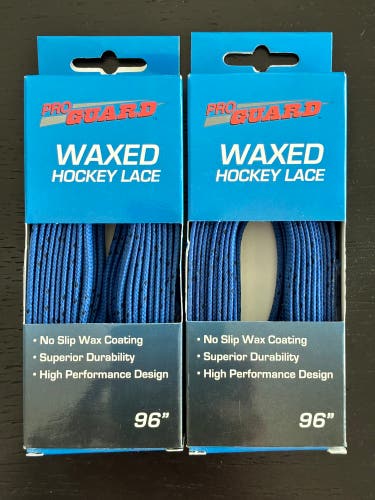 Two Pair Waxed Blue Laces, 96” New