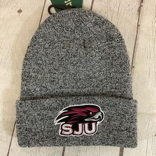 Legacy 1492117 SAINT JOSEPH'S HAWKS Logo 100% Acrylic Beanie Grey OSFM